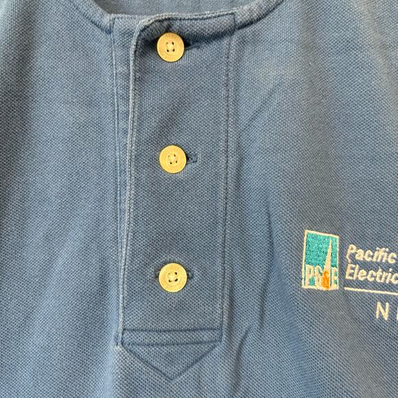 Vintage PG&E Muscle Shirt Mens Large Waffle Knit Empolyee Work Uniform Henley - Picture 6 of 8